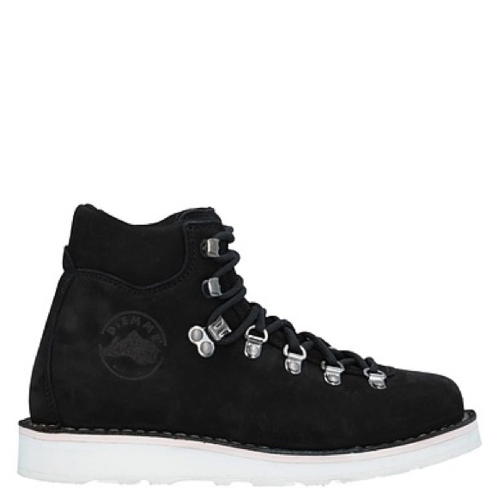 Black Men's Suede Hiking Boot with White Sole